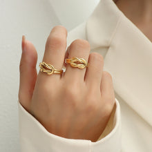 Load image into Gallery viewer, 18K gold stainless steel lucky knot open ring