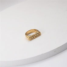Load image into Gallery viewer, Letter golden stainless steel ring