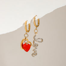 Load image into Gallery viewer, Stainless steel LOVE heart-shaped pendant ear rings