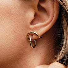 Load image into Gallery viewer, Stainless steel gold and silver color-matched line design earrings