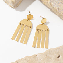 Load image into Gallery viewer, Golden stainless steel long glossy tassel earrings