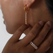 Load image into Gallery viewer, Stainless steel white zircon long tassel earrings