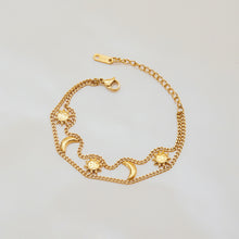 Load image into Gallery viewer, 18K gold stainless steel Sun and Moon bracelet