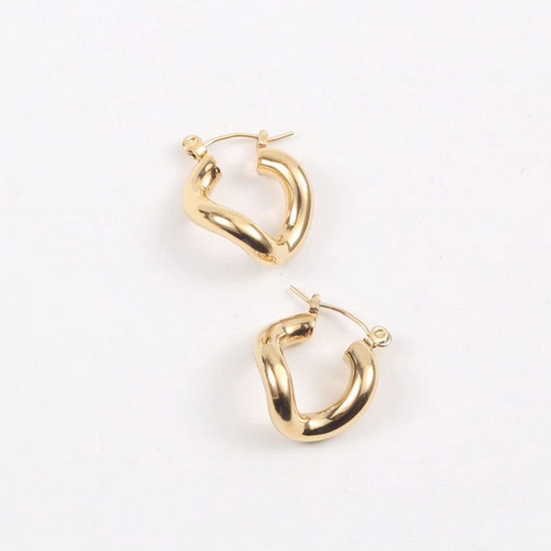 U-shaped geometrically irregular stainless steel earrings