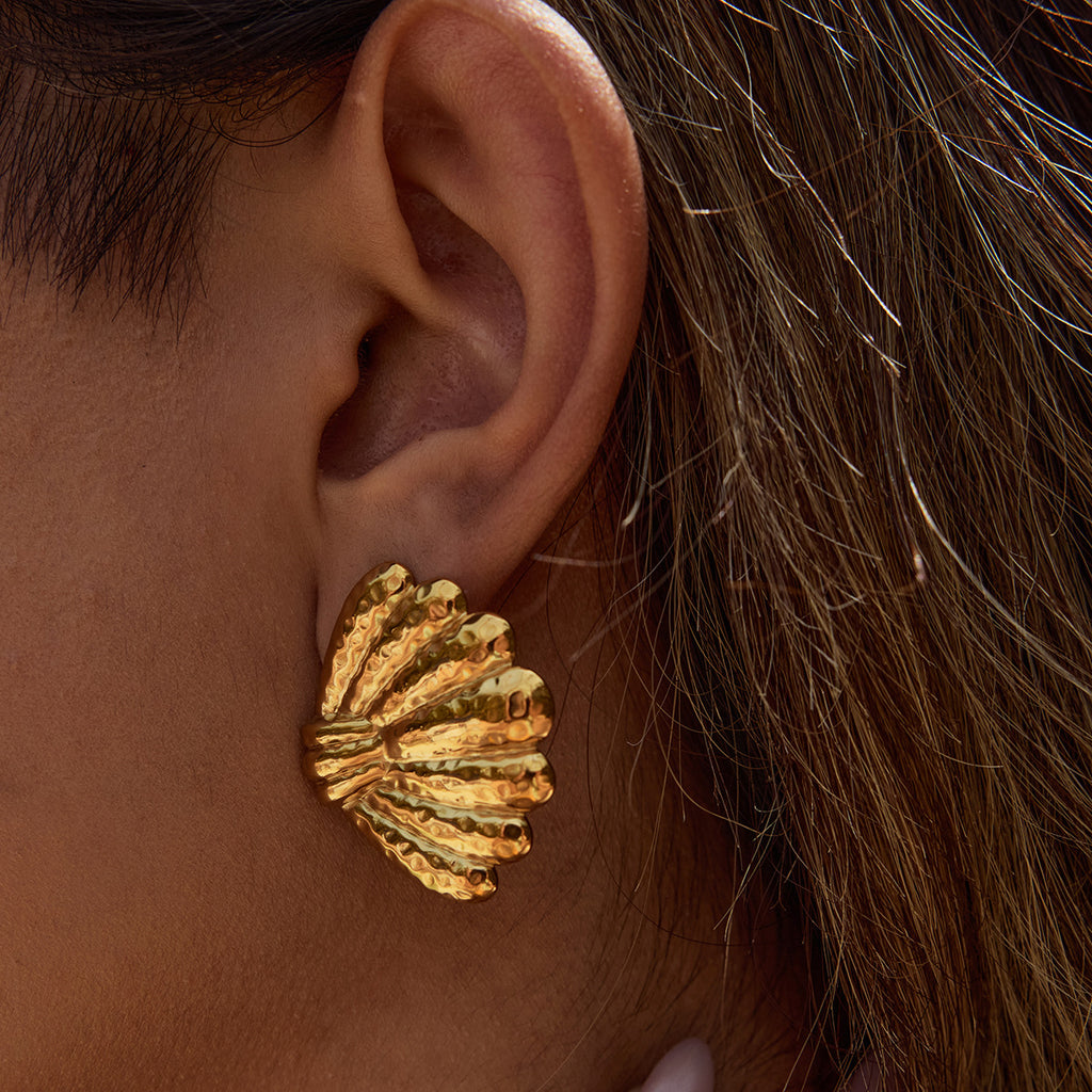 18K gold stainless steel shell earrings