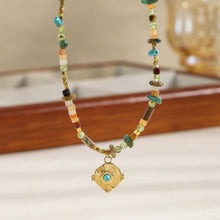 Load image into Gallery viewer, Natural turquoise colored crushed stone beaded necklace