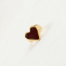 Load image into Gallery viewer, 18K gold stainless steel oil-dripping red heart-shaped wide face ring