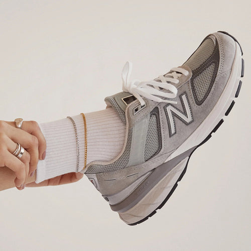 Gold and silver double-layer Cuban chain stainless steel foot chain set