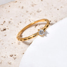 Load image into Gallery viewer, 18K copper gold-plated slightly set zircon ring