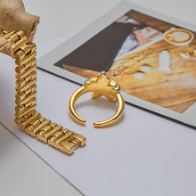 Load image into Gallery viewer, An 18K gold, stainless steel, gold and silver color-matched five-pointed star opening ring