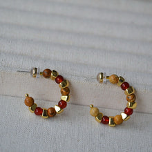 Load image into Gallery viewer, Natural stone beaded 925 silver needle C-shaped earrings