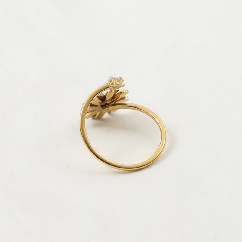 18K gold stainless steel double-layer rotatable Daisy ring