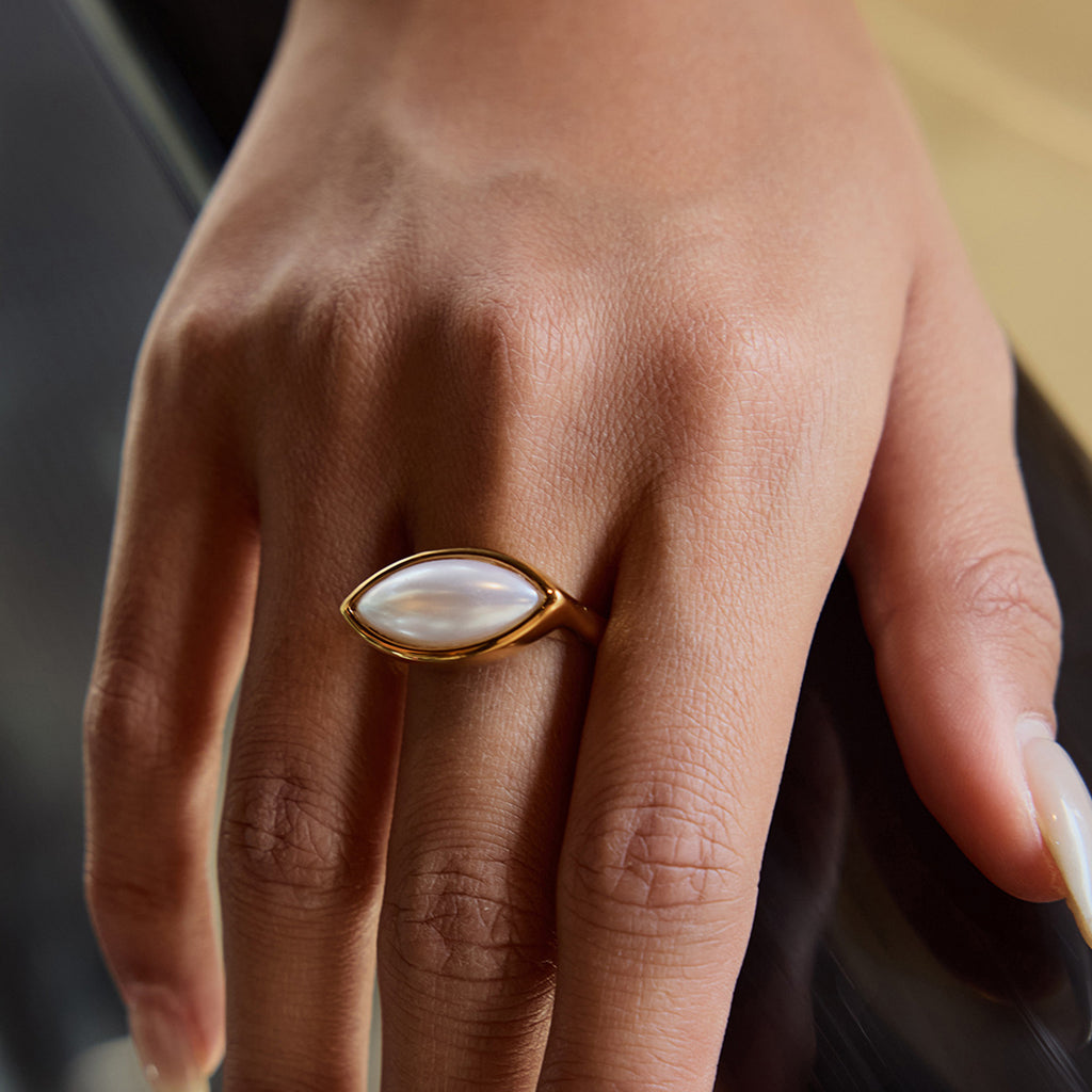 Stainless steel pearl ring