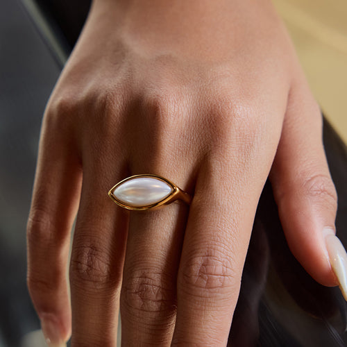 Stainless steel pearl ring