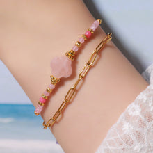 Load image into Gallery viewer, Pink peach blossom natural stone handcrafted beaded bracelet