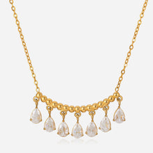 Load image into Gallery viewer, Golden stainless steel teardrop-shaped zircon necklace