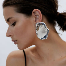 Load image into Gallery viewer, Exaggerated large polished stainless steel earrings