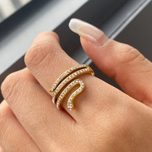 Load image into Gallery viewer, Stainless steel serpentine zircon ring