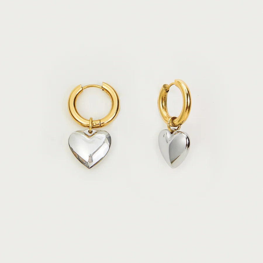 18K gold stainless steel heart-shaped earrings