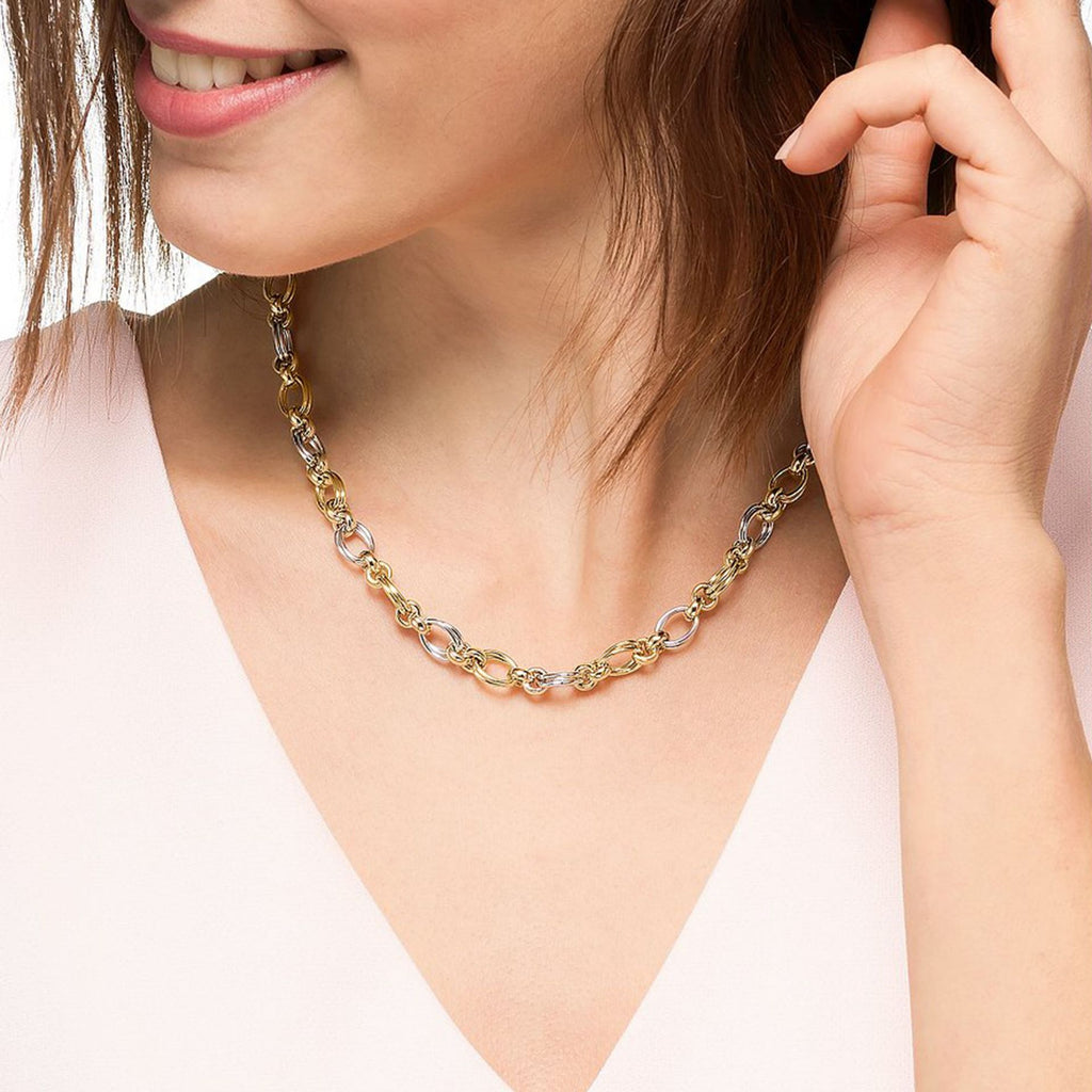 Stainless steel double-color chain necklace