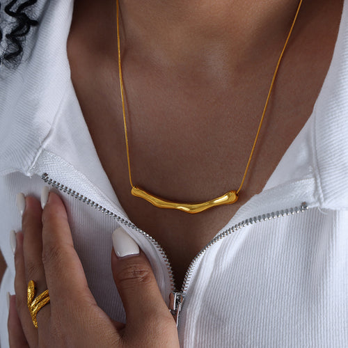 Stainless steel electroplated 18K real gold non-fading branch pendant necklace