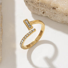 Load image into Gallery viewer, Stainless steel slightly set zircon T-shaped opening ring