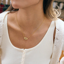 Load image into Gallery viewer, Stainless steel electroplated 18K gold white diamond lip pendant necklace