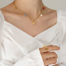 Load image into Gallery viewer, Stainless steel heart-shaped freshwater pearl natural stone pendant necklace collarbone chain