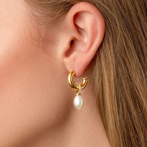 Stainless steel pearl pendant earrings