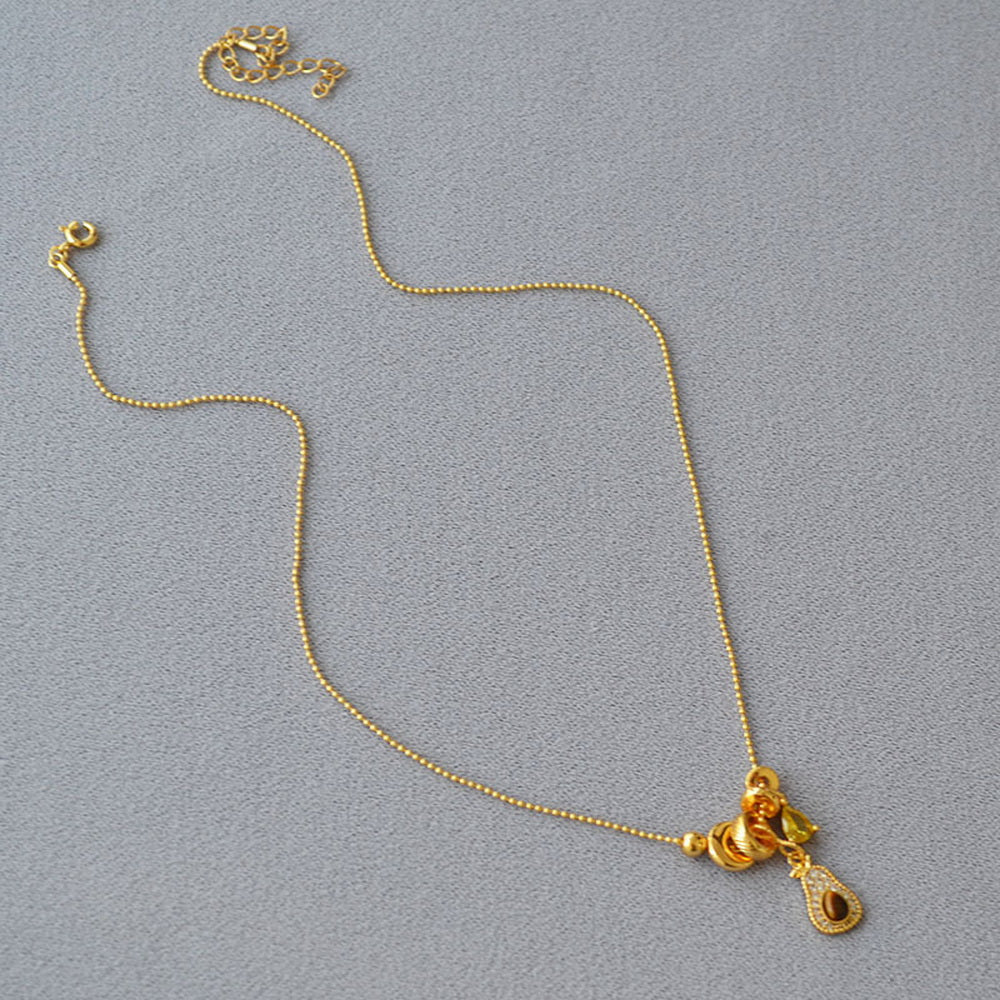 Tiger's eye avocado pendant necklace