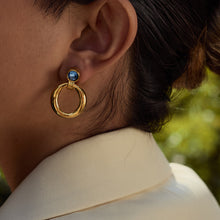 Load image into Gallery viewer, Stainless steel blue zircon earrings