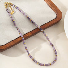 Load image into Gallery viewer, Purple natural stone beaded necklace