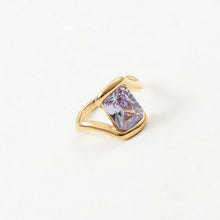 Load image into Gallery viewer, 18K gold stainless steel purple zircon ring