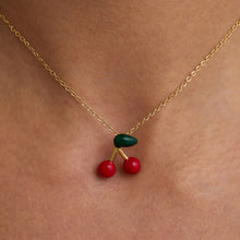 Load image into Gallery viewer, Stainless steel red cherry pendant necklace