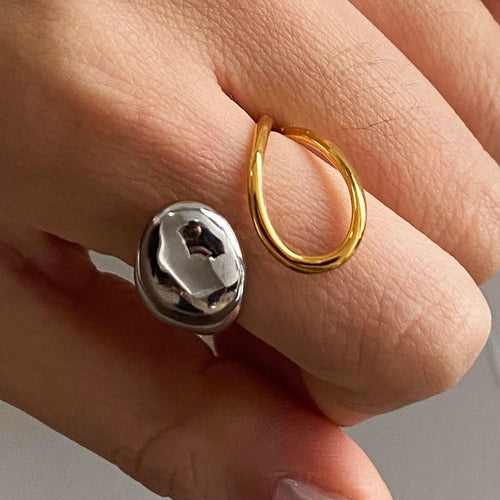 Stainless steel teardrop-shaped ring