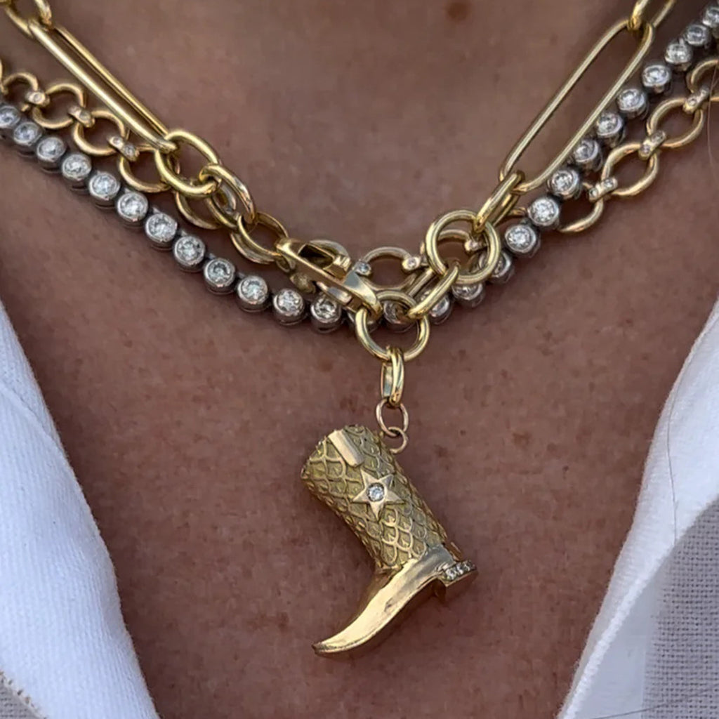 Stainless steel boot pendant necklace