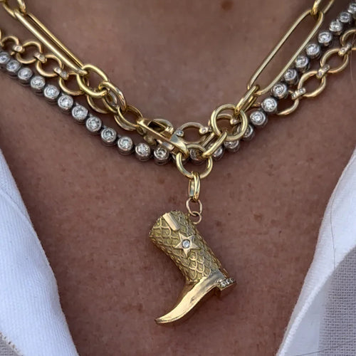 Stainless steel boot pendant necklace