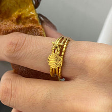 Load image into Gallery viewer, Stainless steel shell starfish ring three-piece set