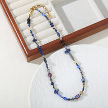 Load image into Gallery viewer, Lapis lazuli blue beaded necklace