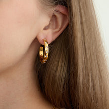 Load image into Gallery viewer, Golden stainless steel zircon C-shaped earrings