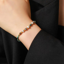 Load image into Gallery viewer, Colored natural stone freshwater pearl handcrafted beaded bracelet