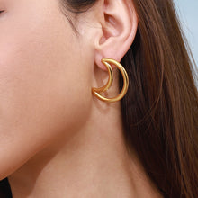 Load image into Gallery viewer, Stainless steel star and moon perforated earrings