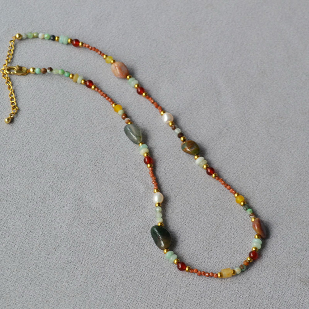 Colorful natural stone beaded necklace