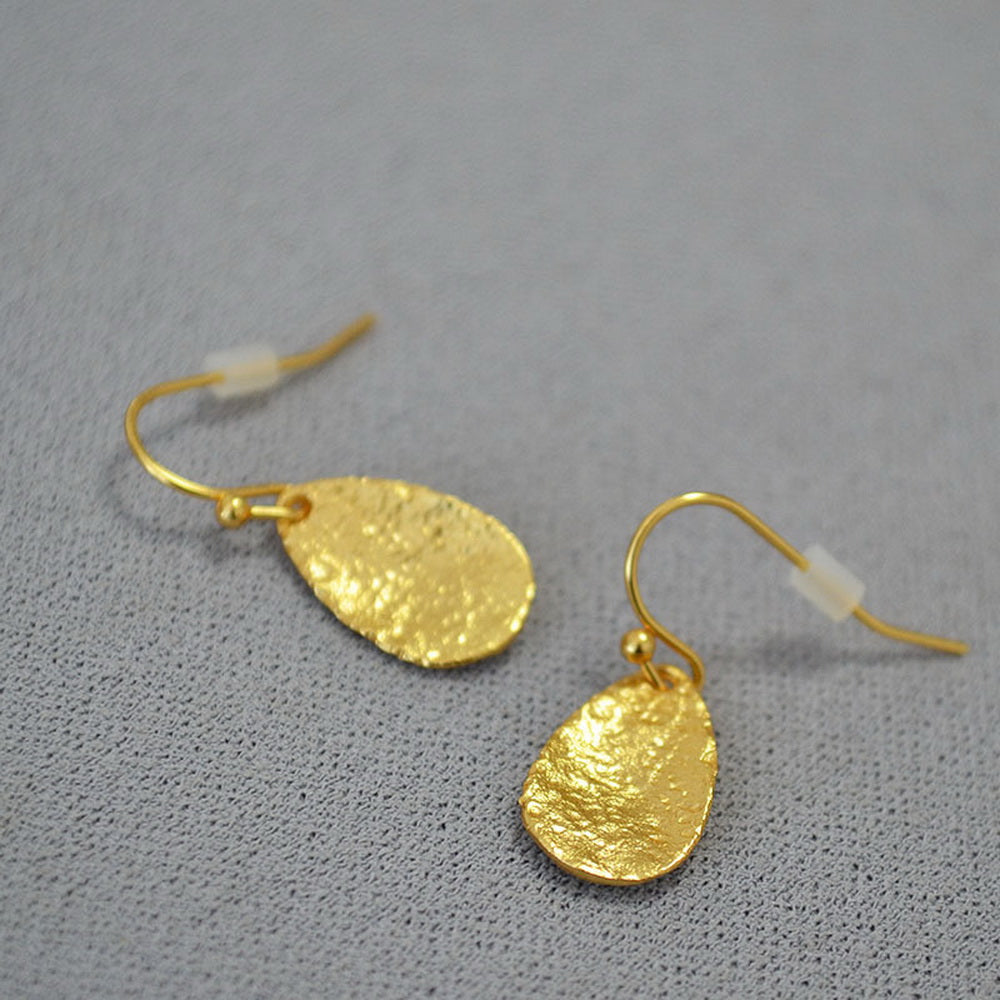 Brass gold-plated golden leaf teardrop leaf earrings