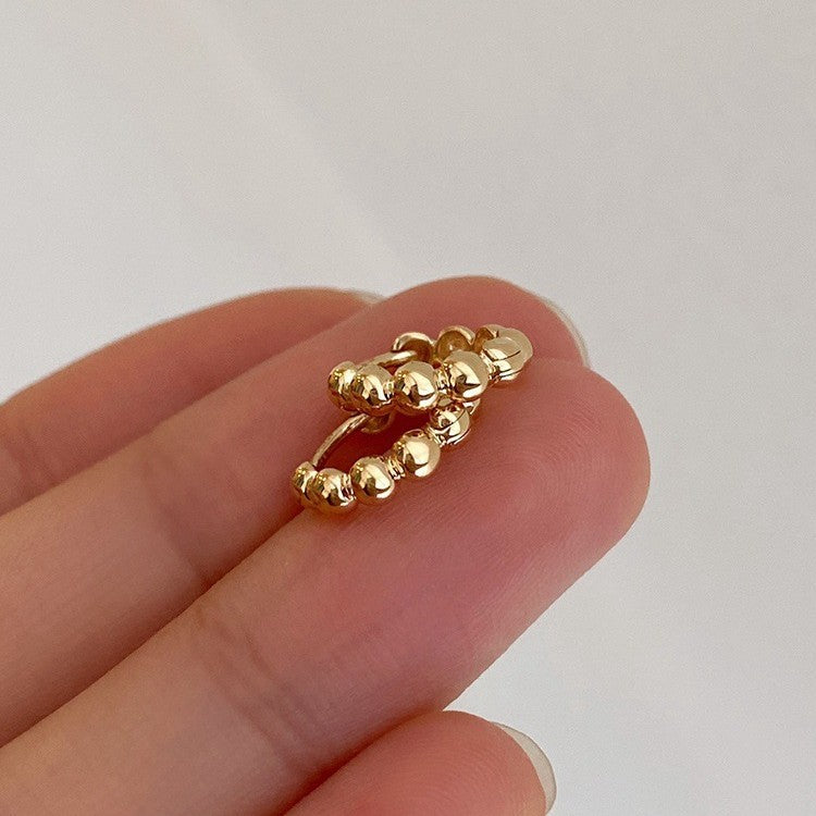 18K gold and copper material bead small ear buckle