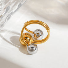 Load image into Gallery viewer, Stainless steel, gold and silver color-matched three-layer line steel ball open ring