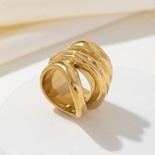 Load image into Gallery viewer, 18K gold multi-layer cross-perforated ring