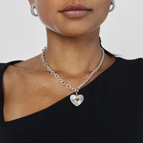 Stainless steel heart-shaped pendant necklace