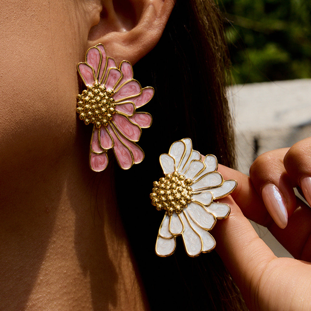 Stainless steel oil-dripping flower earrings