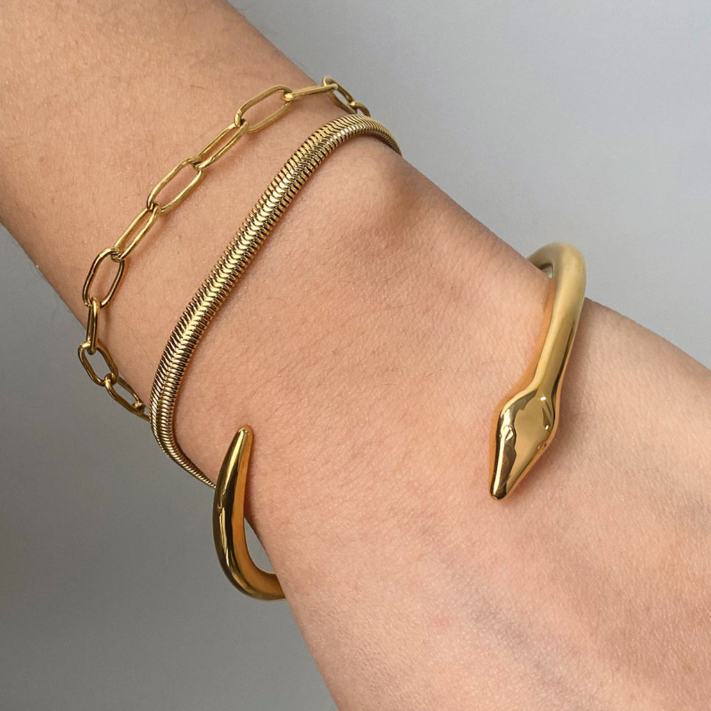 Stainless steel snake-shaped opening bracelet